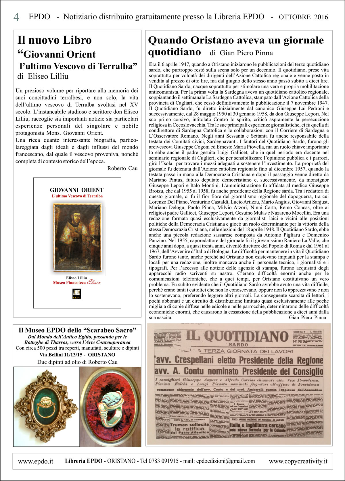 Notiziario Culturale EPDO - Oristano